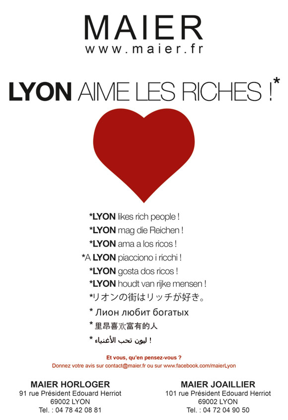 Lyon aime les riches. La campagne choc de JL Maier