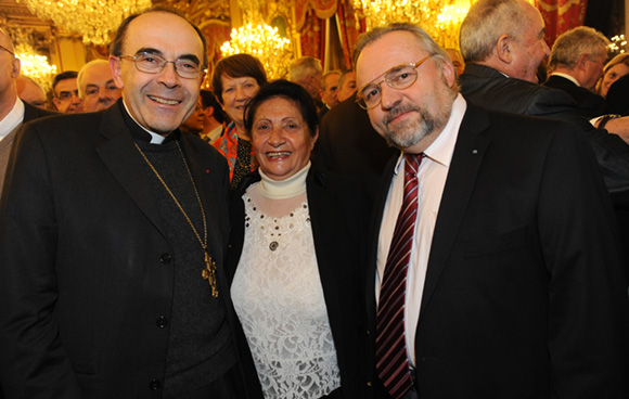 6. Le cardinal Philippe Barbarin, Alexandrine Pesson, maire du 5ème et Jean-François Duchamp, maitre de chapelle de la cathédrale de st Jean