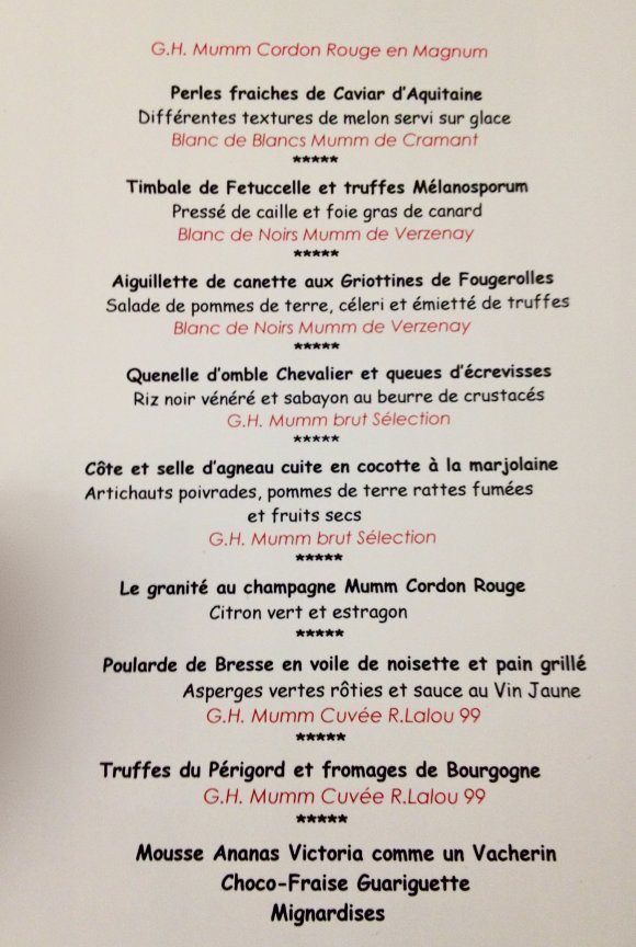 Le menu 2013, revisité par le chef de la maison Greuze, Yohann Chapuis.