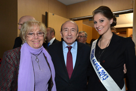 11. André Michon (comité Miss Rhône-Alpes), Gérard Collomb et Mylène Angelier (Miss Rhône-Alpes 2013)