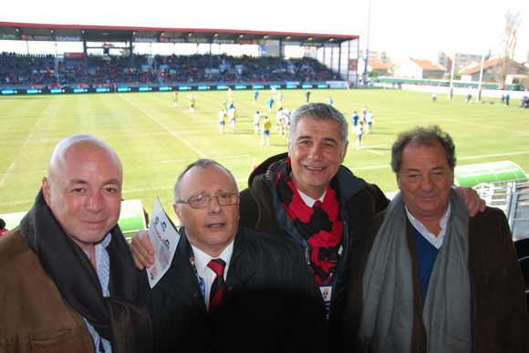 1. Yvan Patet (EMC2), Léandre Bourbon et Pierre Maillot (LOU Rugby) et Hervé Prenat (OGECIA)