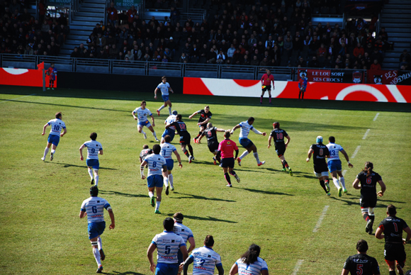 Les tribunes VIP LOU Rugby-Colomiers. Les Lyonnais creusent l’écart