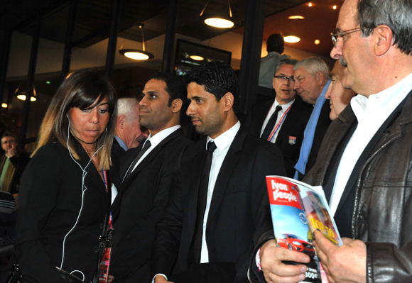 31. Nathalie d’Ambrosio (OL), Nasser Al-Khelaifi, président du PSG et Jean-François Carenco, Préfet du Rhône
