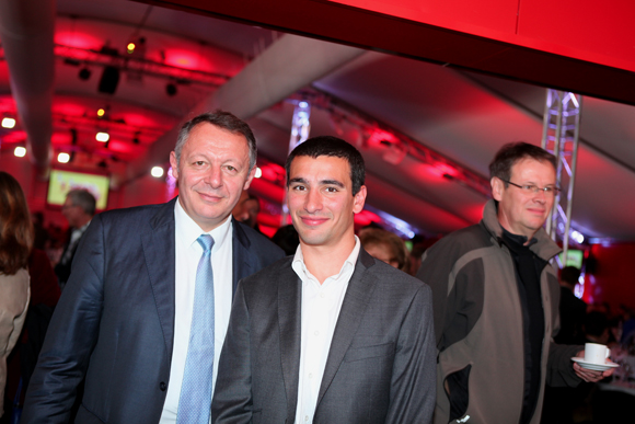 3. Thierry Braillard, secrétaire d’Etat aux Sports, et le gymnaste Yann Cucherat, adjoint aux Sports