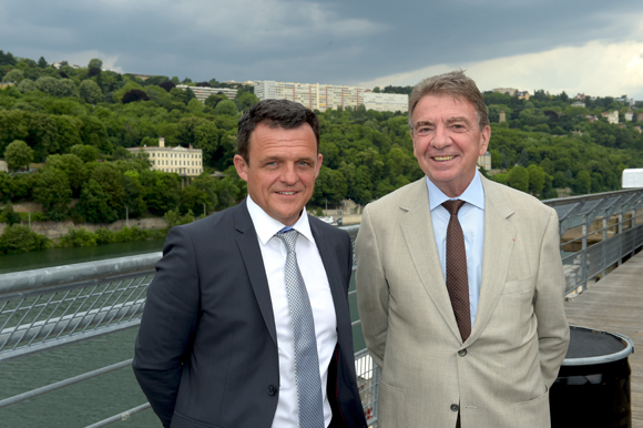 1. Laurent Fiard, nouveau président du Medef Lyon-Rhône et son prédécesseur Bernard Fontanel 