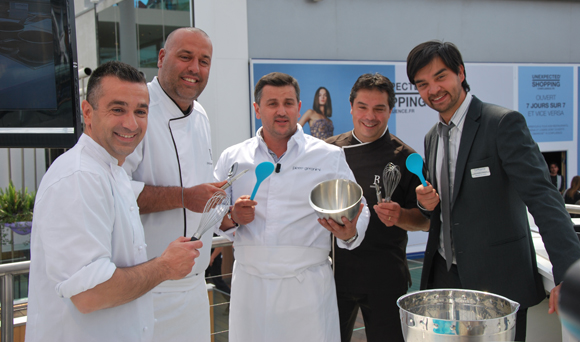 5.. Marc Boissieux (Masterchef 2013), le chocolatier Philippe Bernachon, le chef glacier Pierre Geronimi, ?? et Jérémy Desprets, Directeur de Confluence