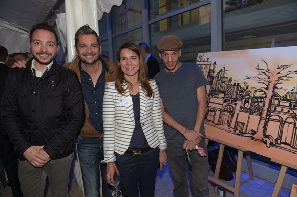 51. Vincent Ivanez, Fabrice Borie (Brasserie le 12), Valérie Escot (Banque Populaire) et l’artiste peintre Maxime Ivanez