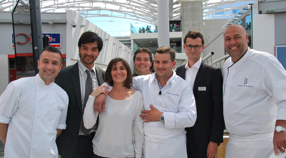 8. Marc Boissieux (Masterchef 2013), Jérémy Desprets, Directeur de Confluence, Laetitia Pepino (Pack Events), ??, le Chef Glacier Pierre Geronimi, Alexis Gabreau (Responsable marketing & communication Confluence) et Philippe Bernachon