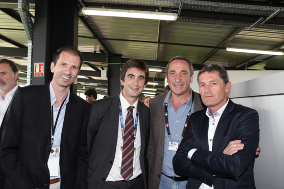 20. Pierre Arvis (GL Events), Yann Robert, président du LOU Rugby, Olivier Ferraton (GL Events) et Phillipe Bettant (Smart) 