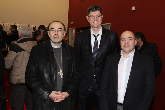 13. Le cardinal Philippe Barbarin, Nicolas Forel, président de Lyon Basket Féminin et Pierre Frillici (Remi SA) 