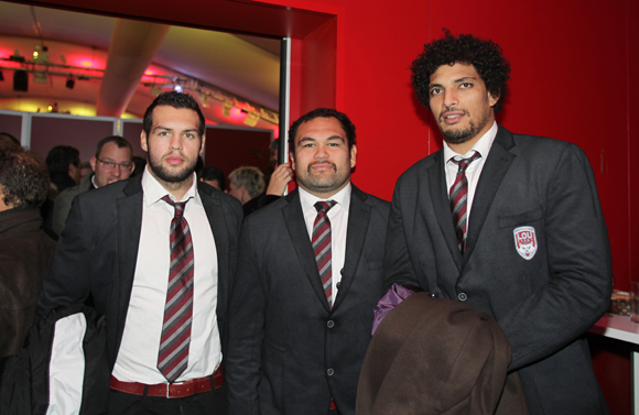 7. Thibaut Regard, Hoani Tui, pilier et Karim Ghezal, joueurs du LOU Rugby