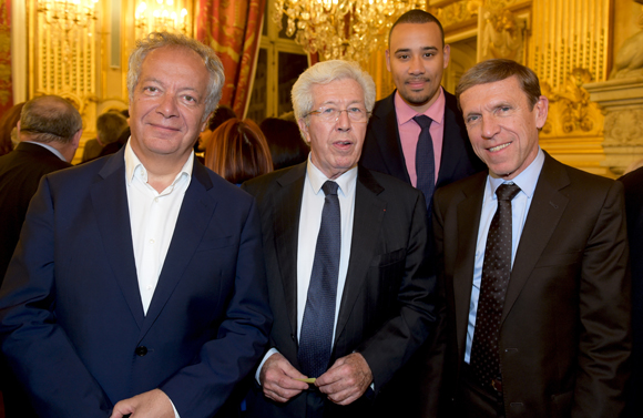23. Philippe Grillot, président de la CCI de Lyon, maitre André Soulier, Gaëtan Muller (ASVEL) et Jacques de Chilly (Aderly/Invest in Lyon)