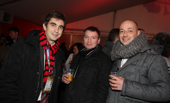 3. Yann Robert, président du LOU Rugby, Louis Bilao et Sébastien Blavier (SFR)