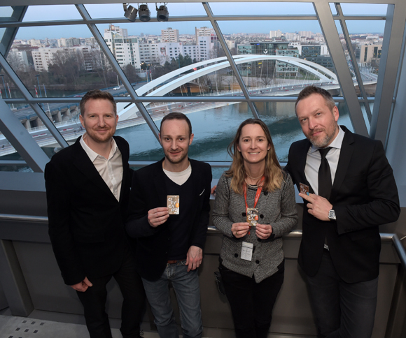 1. Olivier Occelli (Lyon Tourisme & Congrès), David Comte, Béatrice Schawann (Musée des Confluences) et François Gaillard (Lyon Tourisme & Congrès)