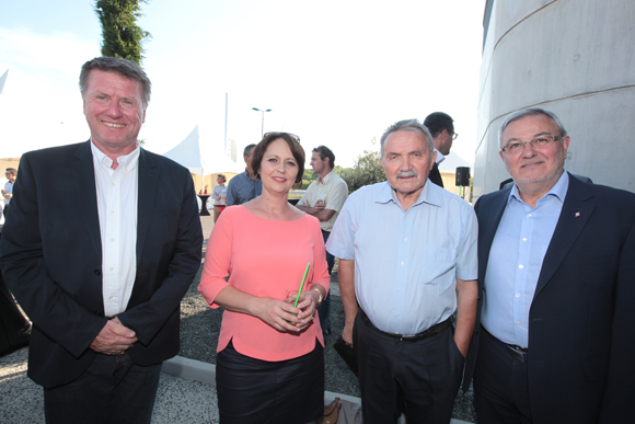 1. Pierre Goubet, maire de Saint Maurice de Beynost, Sylvie Viricel, maire de Miribel, Jacques Berthou, conseiller municipal de Miribel, et François Drogue, maire de la Boisse