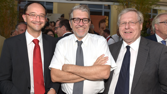 14. Alexandre Moulin (Fondation FPUL), Pascal Gustin (Algoe) et le père Bernard Devert (Habitat et Humanisme)