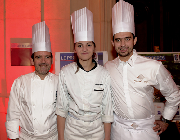 11. Julien Gautier (M Restaurant), Audrey Jacquier (Le Vivarais) et Jeremy Galvan (Jeremy Galvan), les chefs du dîner de gala