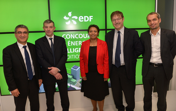 20. Christian Missirian, directeur Commerce EDF, Nicolas Doze (BFM TV), Hélène Geoffroy, député maire de Vaulx en Velin, Philippe Nicolas (Direccte) et Christophe Reinert (EDF)