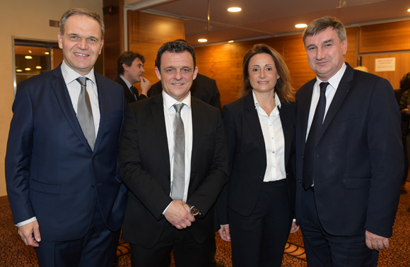 47. François-Noël Buffet, sénateur-maire d'Oullins, Laurent Fiard, président du Medef Lyon-Rhône, Sophie Cruz, conseillère régionale et Christophe Guilloteau, président du Département du Rhône