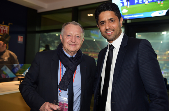 34. Jean-Michel Aulas, président de l’OL et Nasser Al-Khelaïfi, président du PSG