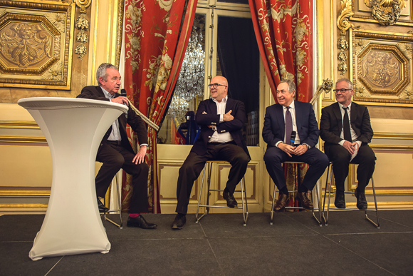 31. Le professeur François Mauguière (Fondation Neurodis), Bruno Bonnell (Robolution Capital), Gérard Houllier (Red Bull Monde), Thierry Frémaux (Institut Lumière)  