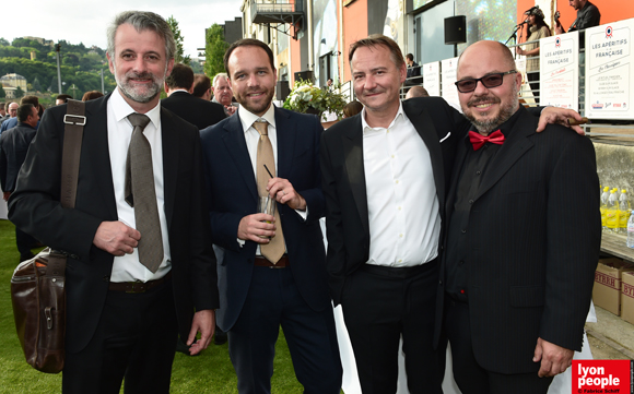 29. Mathieu Viannay (Mère Brazier), Jean-François Rivière (Pernod), Jean-Christophe Ansanay-Alex (Auberge de l’Ile Barbe) et Jean Burdy (Champagne Mumm)