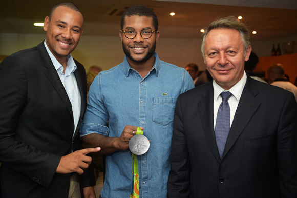 14. Gaëtan Muller, président de l’ASVEL, Mehdy Metella et Thierry Braillard, secrétaire d’Etat aux Sports