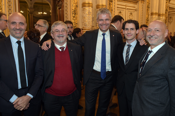 11. Geoffrey Mercier, conseiller au cabinet de Laurent Wauquiez, Antoine Deperray, Laurent Wauquier, président du Conseil Régional, Arthur et Jean Louis Maier