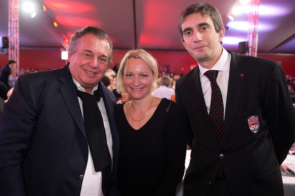 1. Olivier Ginon, président de GL Events, Caroline Collomb et Yann Roubert, président du LOU Rugby