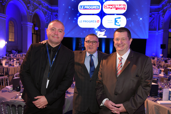 15. Lionel Bonczoszek, Marc Jean (Le Progrès) et Christophe Marguin, président des Toques Blanches Lyonnaises