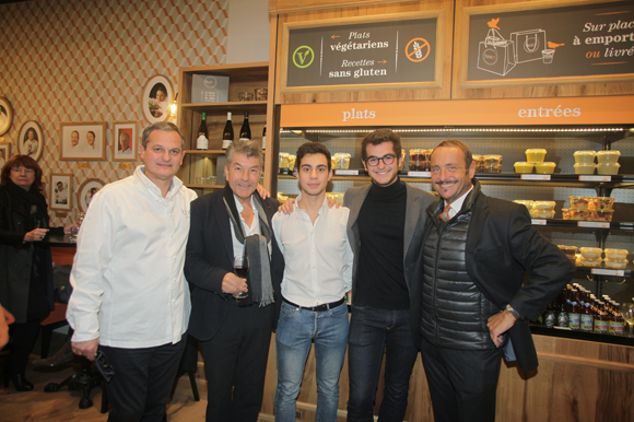 33. Yves Hunckler, fondateur de la franchise Boco, le chef Régis Marcon, Alexandre Grimaldi, Victor Hunckler et Vincent Ferniot, créateur du concept Boco