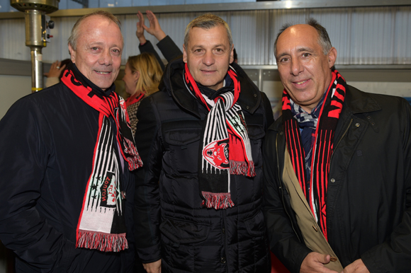 42. Bernard Lacombe, Bruno Genesio (OL) et Jean-Yves Delorme (Parks & Sports)