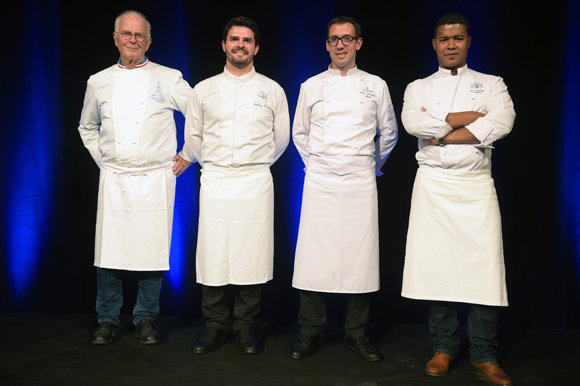 52. Les chefs de la soirée, Jean-Paul Pignol, Anthony Bonnet (La Cour des Loges), Jean-François Malle (La Rotonde) et Jean-Alexandre Ouaratta (Château de Bagnols)