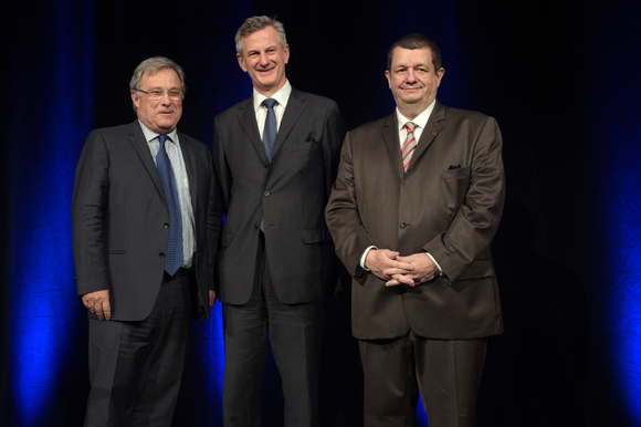 56. Emmanuel Imberton, président de la CCI de Lyon, Pierre Fanneau, DG du groupe Progrès et Christophe Marguin, président des Toques Blanches Lyonnaises