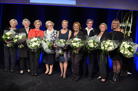 59. Renée Richard, Jacotte Brazier, Florence Perier, Colette Sibilia, Maryse Allarousse, Arlette Hugon, Brigitte Josserand, Huguette Merie, et Catherine Roux