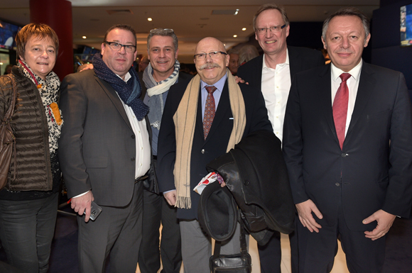 19. Martine Voloch (Actite), Christophe Bernard (Gespatrim), Patrick Corral (Idex), les sénateurs Bernard Saugey et Dominique Bailly, Thierry Braillard, secrétaire d’Etat aux Sports