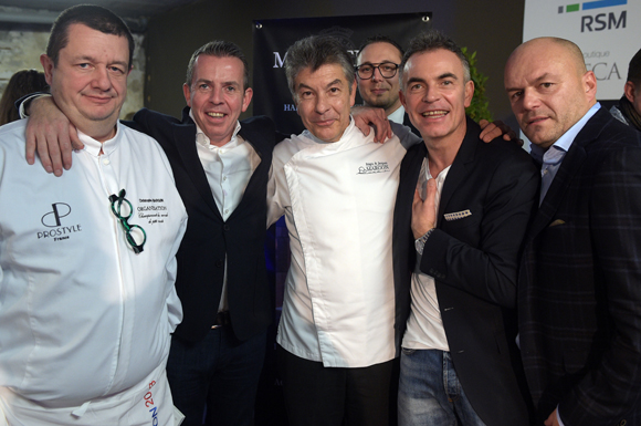 68. Christophe Marguin, Thibaut Gaudin (L’Ouest), Régis Marcon, chef***, Philippe Billon (Moreteau), Marco Chopin (L’Est) et Sébastien Le Guillou (Moreteau) 